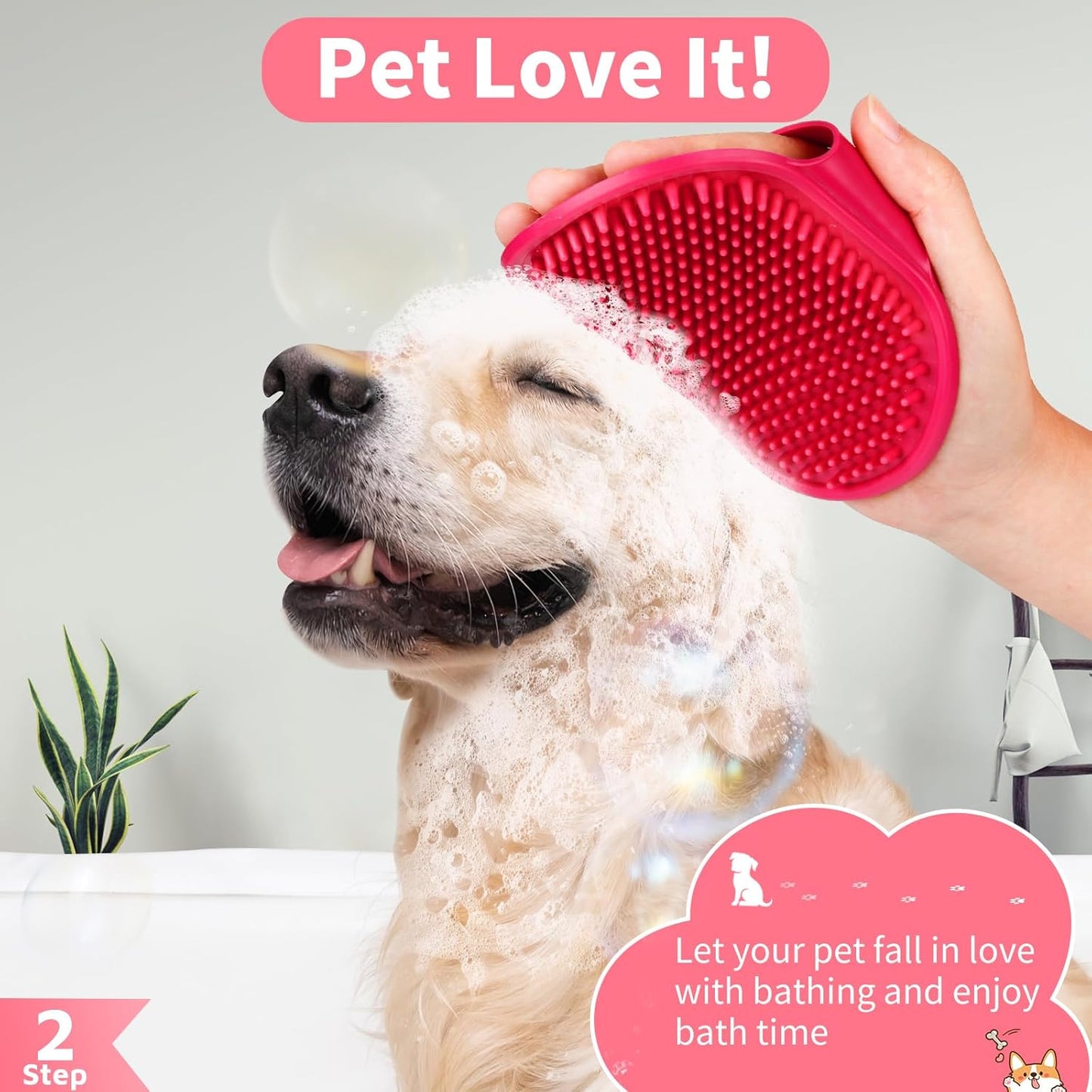2-Pack Silicone Grooming Brushes – For Bathing, Massaging & Shedding Control