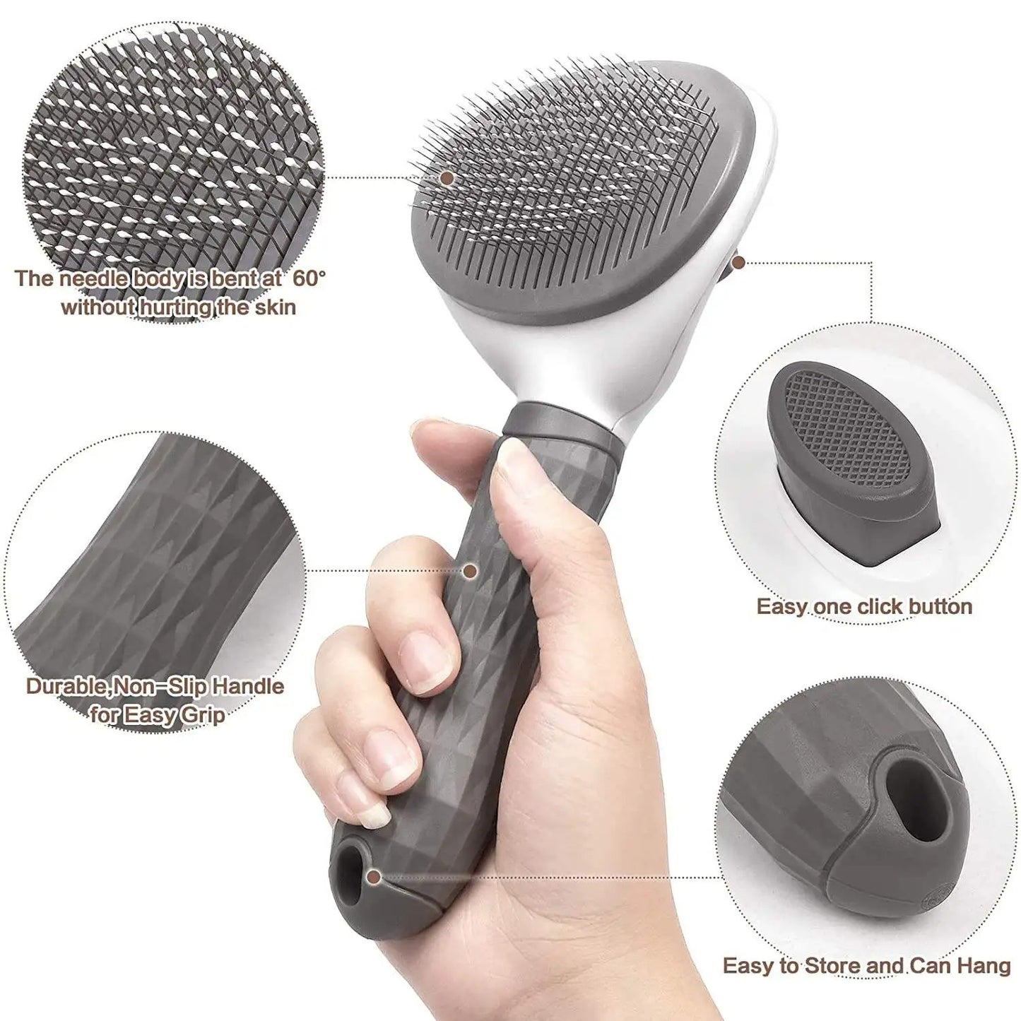 Self-Cleaning Slicker Brush – Gently Removes Shedding, Mats & Tangles for Cats & Dogs