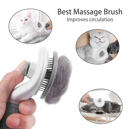 Self-Cleaning Slicker Brush – Gently Removes Shedding, Mats & Tangles for Cats & Dogs