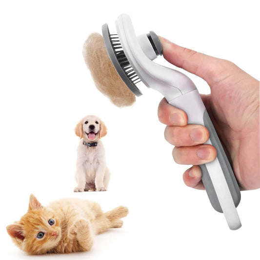 Self-Cleaning Slicker Brush – Gently Removes Shedding, Mats & Tangles for Cats & Dogs