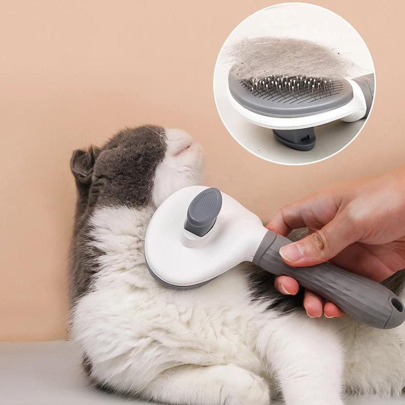 Self-Cleaning Slicker Brush – Gently Removes Shedding, Mats & Tangles for Cats & Dogs