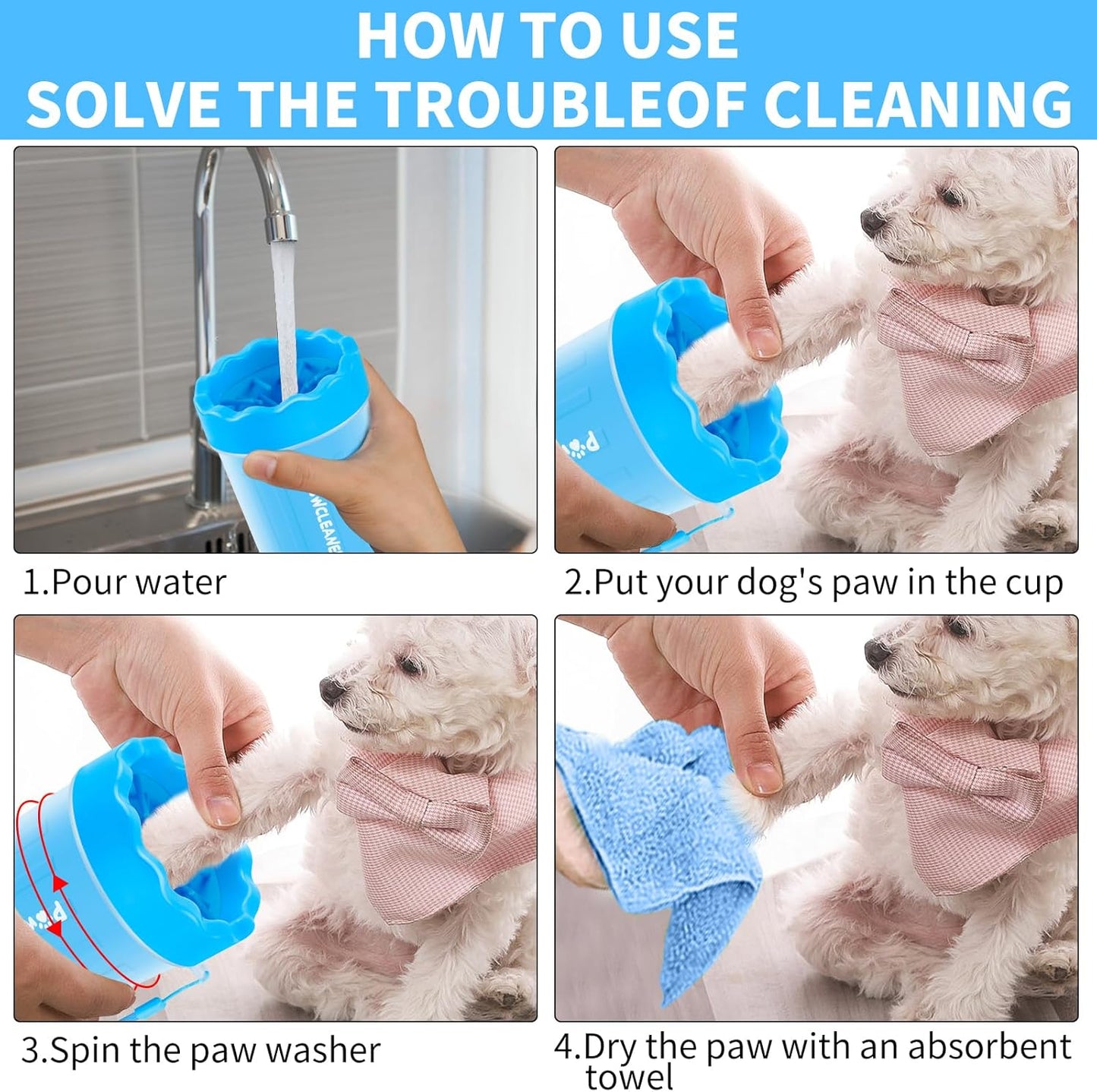 Dog & Cat Paw Cleaner Cup + 3 FREE Quick-Dry Towels